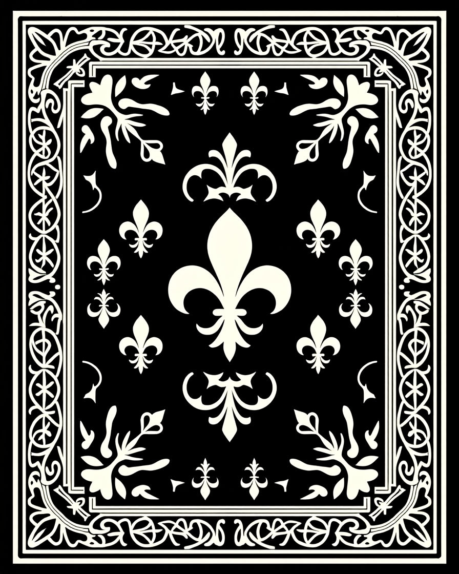 Classic Ivory Fleur-de-lis Border Rug