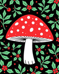 Red Toadstool Holly Berry Garland Rug