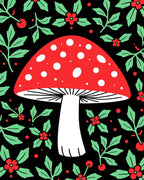 Red Toadstool Holly Berry Garland Rug