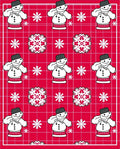 Jolly Snowman Red Grid Snowflakes Rug