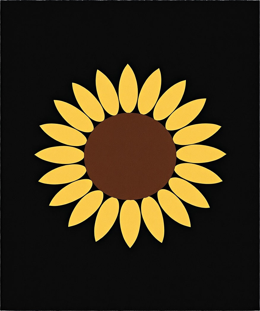 Bold Yellow Sunflower Black Background Rug