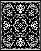 Black white symmetrical starburst medallion Rug