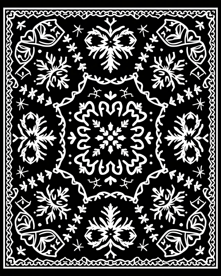 Black white symmetrical starburst medallion Rug