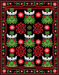 Bold Red Green Floral Border Rug