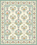 Cream Teal Floral Cameo Rug