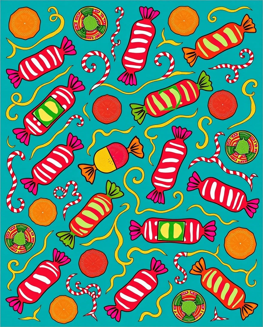 Colorful Candy Swirls and Oranges Rug