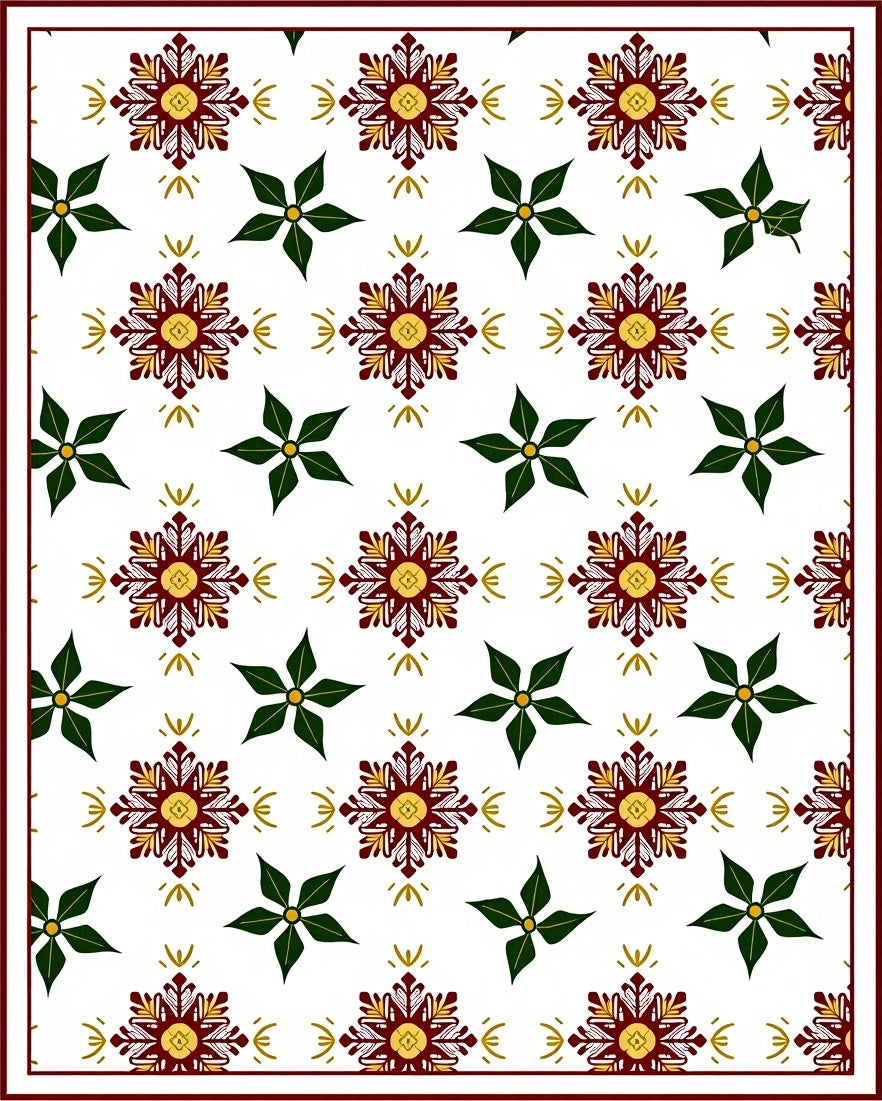 Crimson Gold Starburst Leaf Medallion Rug