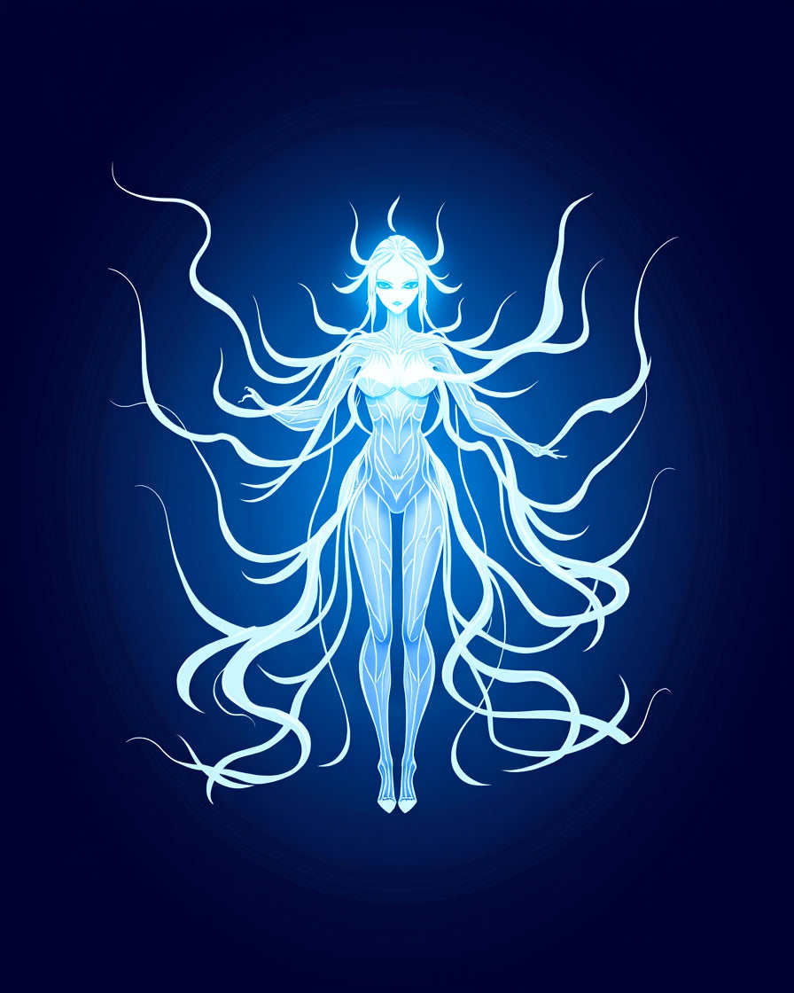 Ethereal Blue Spirit Flowing Hair Rug