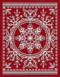 Crimson White Snowflake Mandala Rug
