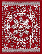 Crimson White Snowflake Mandala Rug