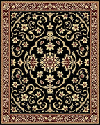 Black and Gold Floral Scroll Rug