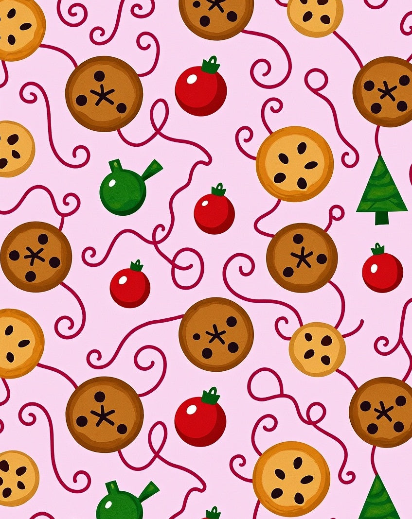 Pink Christmas Cookie Bauble Swirl Rug