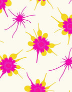 Vibrant Fuchsia Yellow Starburst Floral Rug