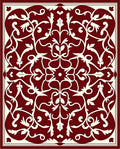 Crimson Ivory Floral Scrollwork Rug