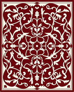 Crimson Ivory Floral Scrollwork Rug