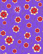 Red Cream Floral Vines Lavender Background Rug