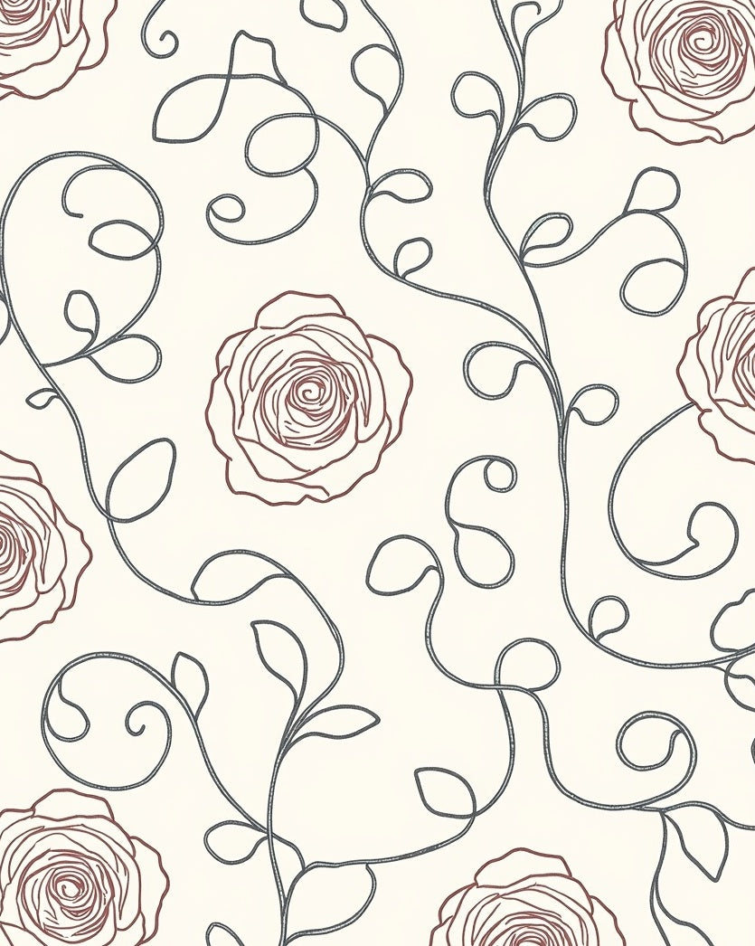 Crimson Rose Vine Twirl Rug