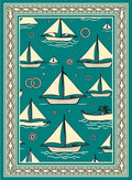 Teal Sailboat Nautical Ocean Theme Rug
