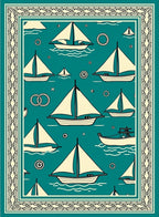 Teal Sailboat Nautical Ocean Theme Rug