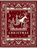 Crimson Reindeer Sleigh Christmas Scene Rug