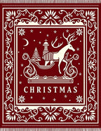 Crimson Reindeer Sleigh Christmas Scene Rug