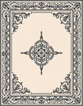 Classical Black Floral Border Medallion Rug