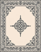 Classical Black Floral Border Medallion Rug