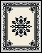 Black Cream Ornate Floral Central Medallion Rug