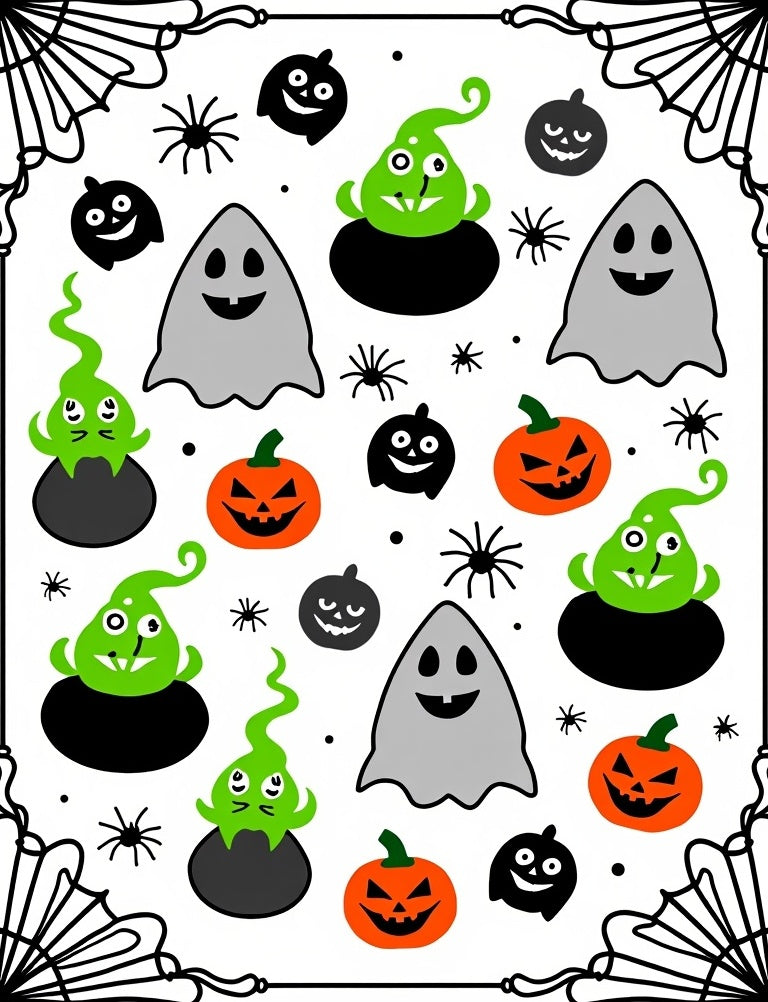 Spooky Halloween Ghosts Pumpkin Spider Medley Rug