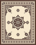 Classic Cream Brown Floral Medallion Rug