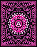 Vibrant Pink Floral Mandala Black Rug