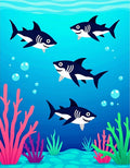 Blue Water Deep Sea Sharks Coral Rug