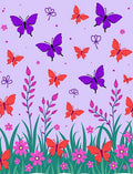 Purple and Coral Butterfly Meadow Rug