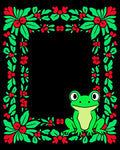 Whimsical Green Frog Holly Border Rug