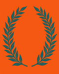 Orange Teal Laurel Wreath Accent Rug