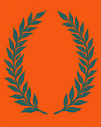 Orange Teal Laurel Wreath Accent Rug