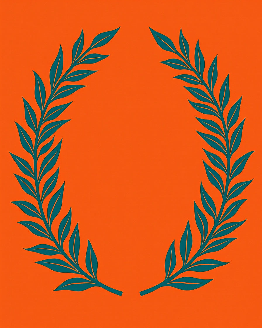 Orange Teal Laurel Wreath Accent Rug