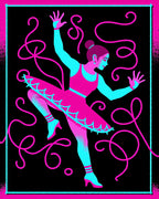 Vibrant Pink Turquoise Ballerina Swirls Rug