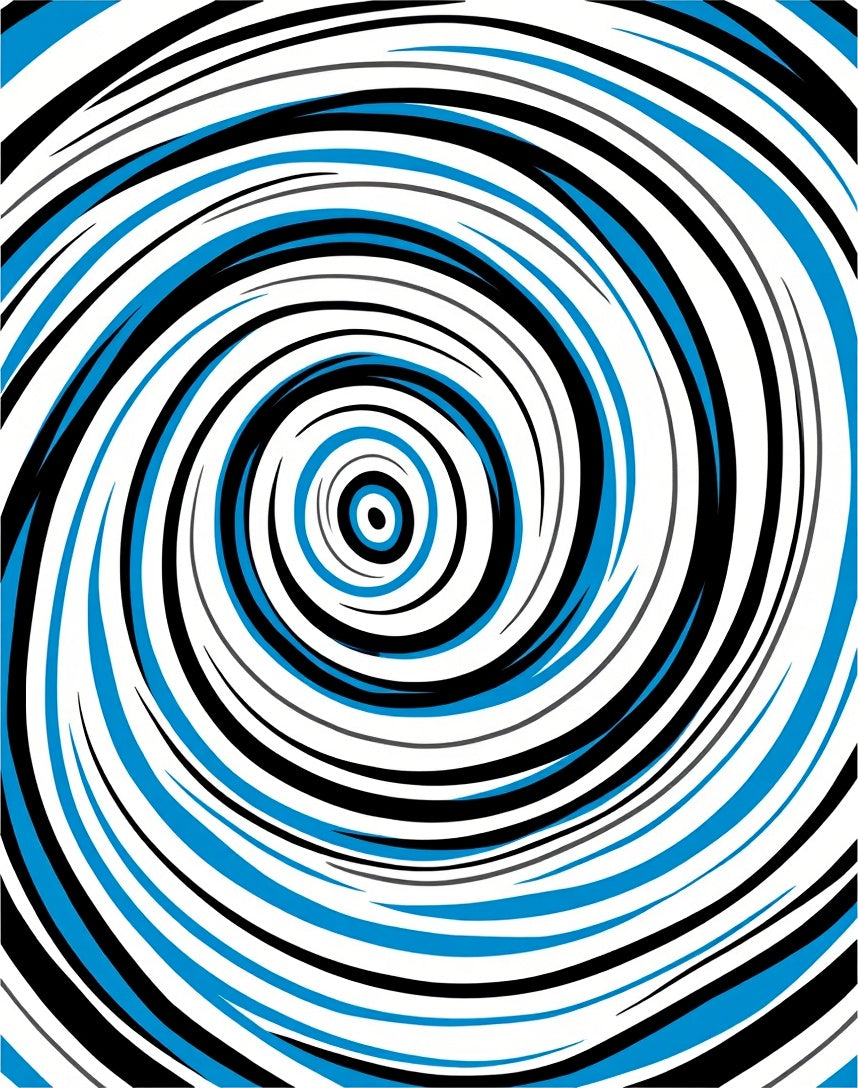 Vibrant Blue Black Swirl Rug