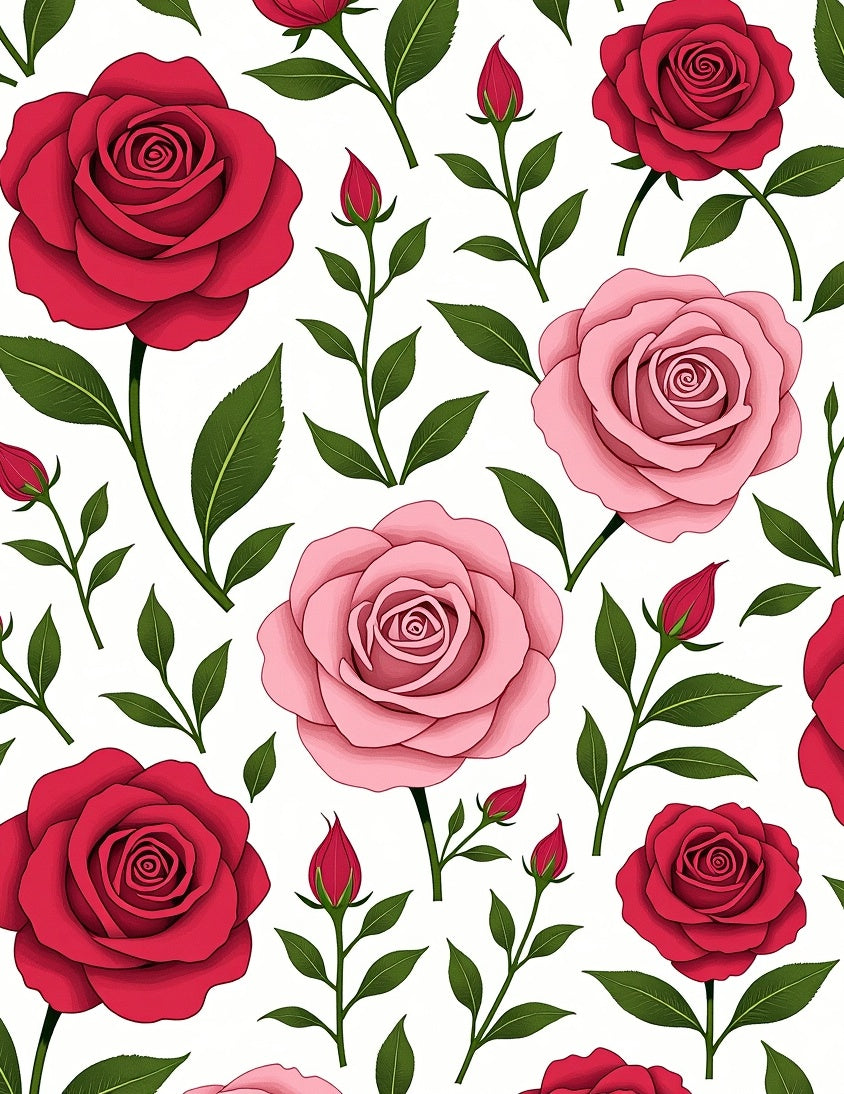 Crimson Pink Rose Garden Botanical Rug