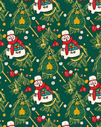 Festive Snowman Christmas Tree Garland Rug