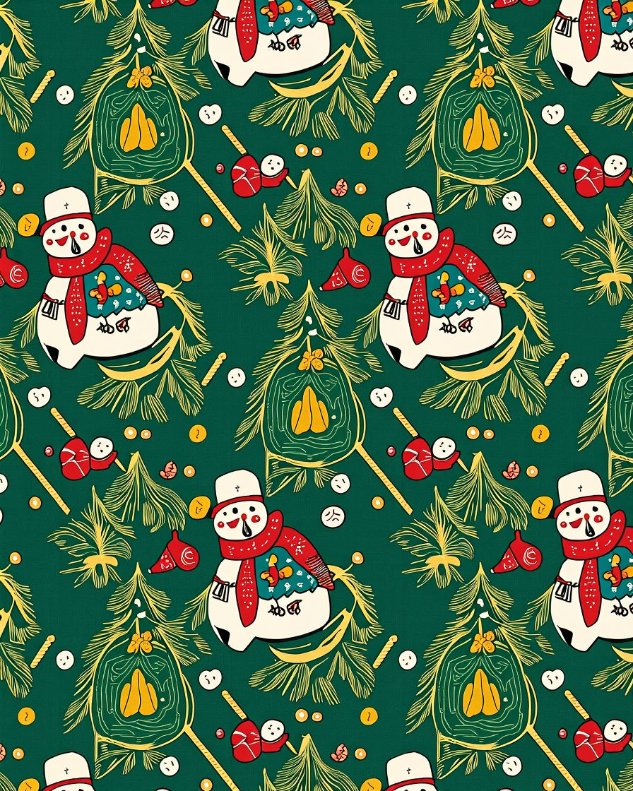 Festive Snowman Christmas Tree Garland Rug