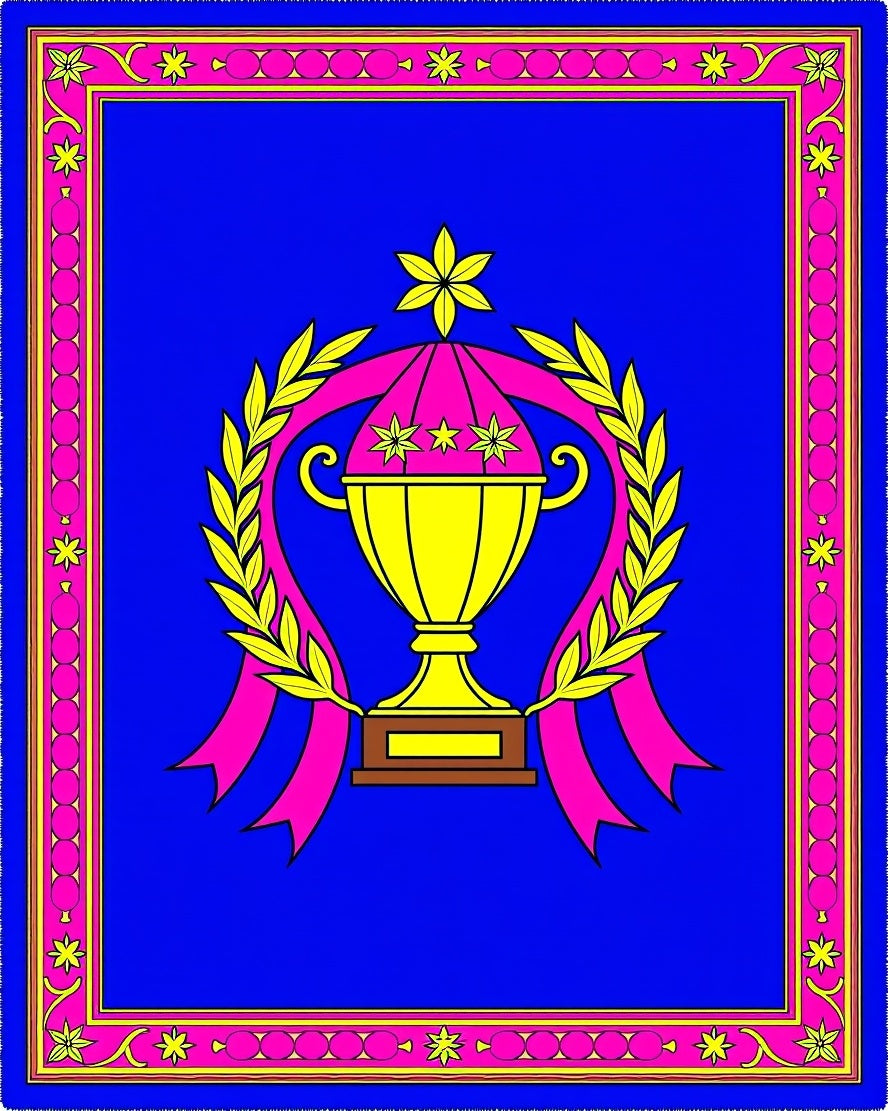 Golden Trophy Laurel Ribbon Border Rug