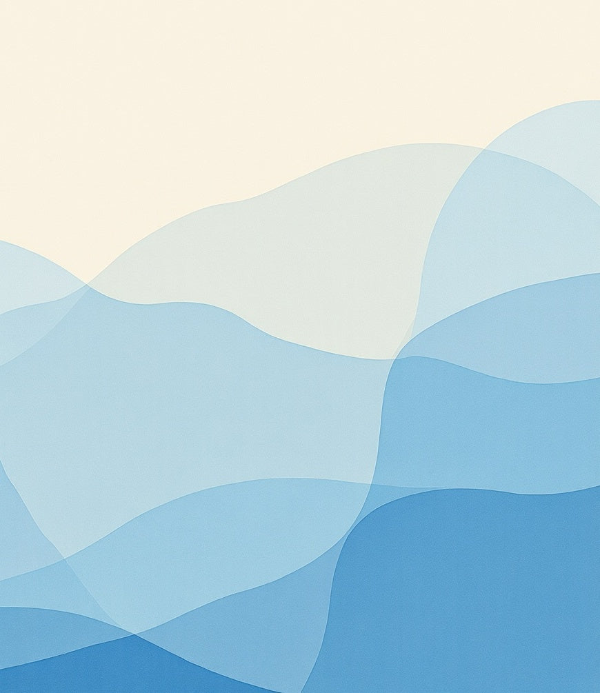 Oceanic Blue Abstract Layered Waves Rug
