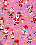 Joyful Santa Claus Starry Pink Holiday Rug