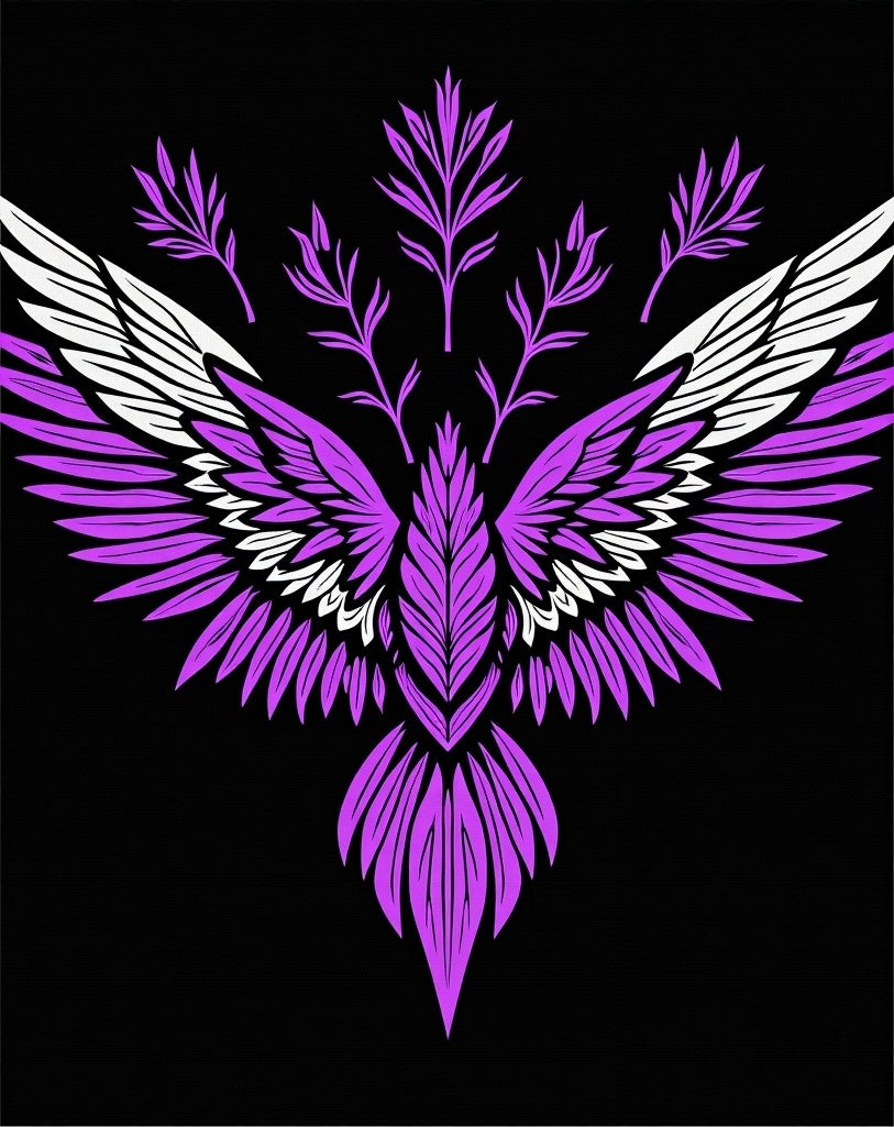 Vibrant Purple Winged Creature Art Rug