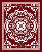 Bold Crimson Floral Medallion Rug