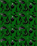 Whimsical Black Swirl Cauldron Garden Rug