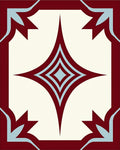 Crimson Teal Starburst Geometric Tile Rug