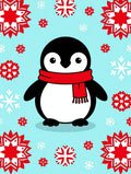 Charming Penguin Red Scarf Snowflakes Rug